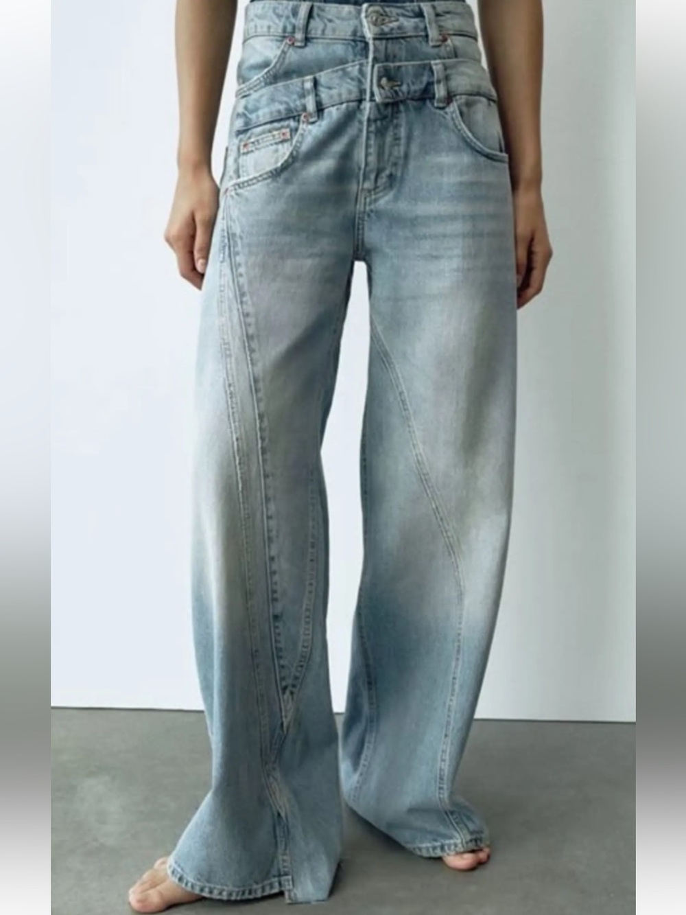 Zara Light Wash Wide Leg Flare Jeans